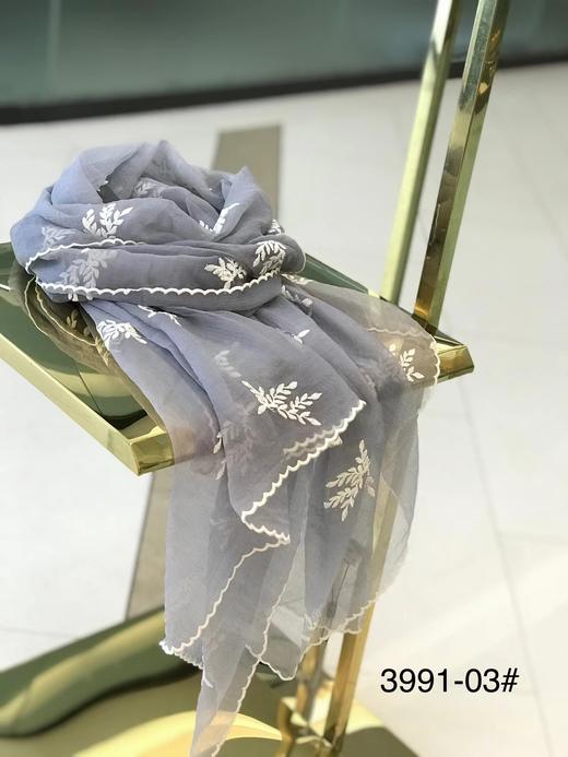 优品堂【清新一叶】桑蚕丝+刺绣长巾 商品图5