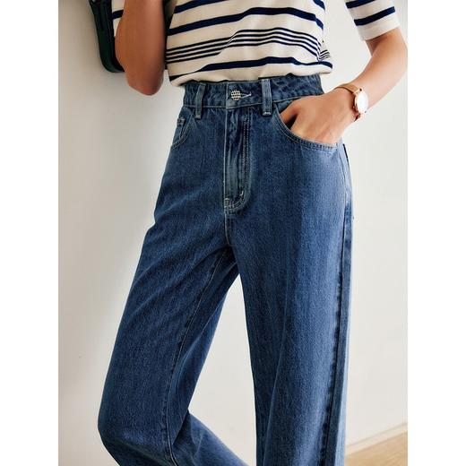 欧芮儿蓝色牛仔裤女春装2022年新款高腰显瘦时尚直筒阔腿拖地长裤 商品图0