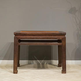 清中期 红木束腰直枨马蹄腿大禅凳