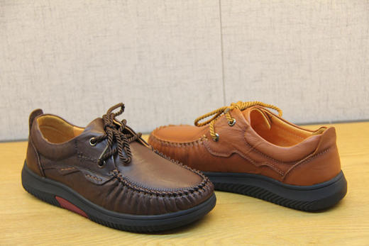 豪行秋季新款20308658豆豆鞋系带牛皮防滑软底真皮女鞋透气妈妈鞋 商品图4