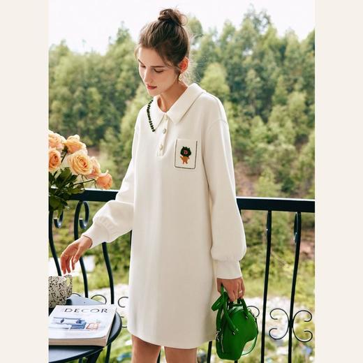 Olrain欧芮儿POLO领直筒裙女2022年秋季新款学院风法式连衣裙短裙 商品图2