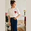欧芮儿白色T恤女2021秋冬新款爱心团设计感小众圆领短袖洋气上衣 商品缩略图3