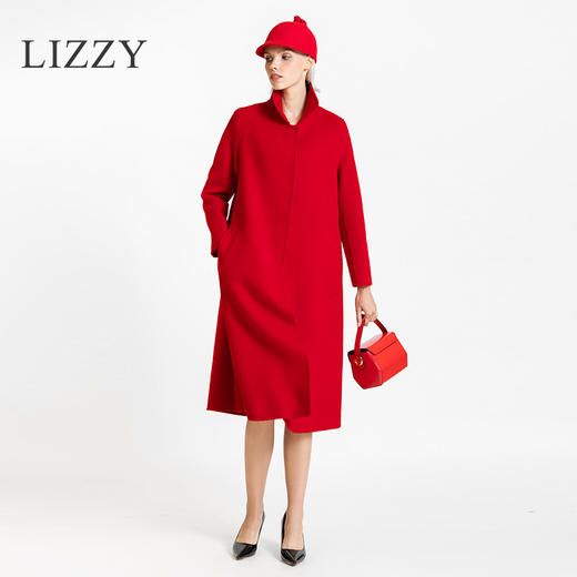 LIZZY 秋冬欧式复古双面羊毛立领宽松廓形长款大衣外套7224 商品图0