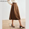 OLrain欧芮儿法式驼色半身裙女秋季2022新款高腰中长款a字伞摆裙 商品缩略图0
