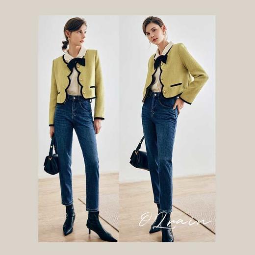 OLrain欧芮儿法式绿色小香风短外套女春秋2022新款韩式高级感上衣 商品图1