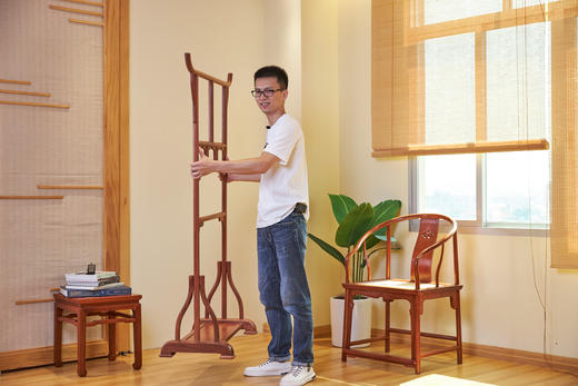 红桥红  家具严选  缅甸花梨(大果紫檀）  【106明式简约 空灵衣帽架】 商品图9