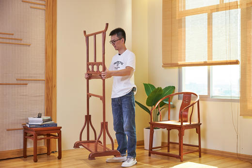 红桥红  家具严选  缅甸花梨(大果紫檀）  【106明式简约 空灵衣帽架】 商品图10