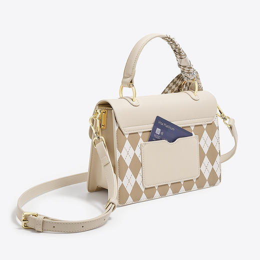 Safiya/索菲娅2022新款菱格百搭轻奢单肩包包女斜挎包手提女包 SF900156Y 商品图5