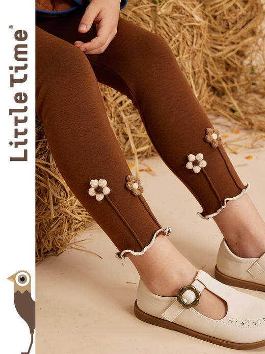 littletime女童打底裤2022秋季新款创意图形弹力休闲打底长裤外穿 商品图2