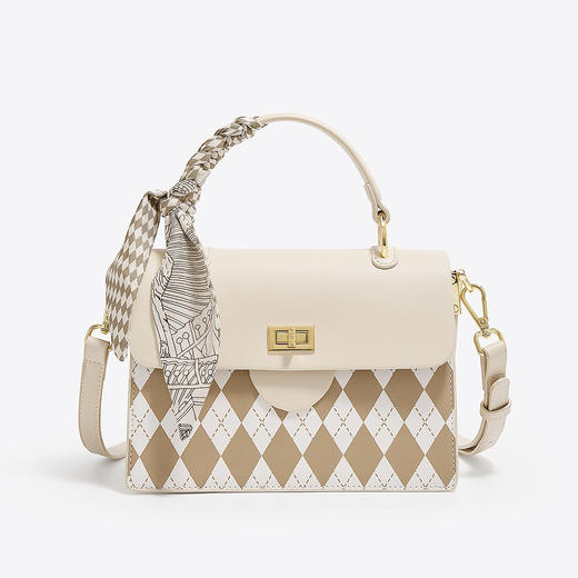 Safiya/索菲娅2022新款菱格百搭轻奢单肩包包女斜挎包手提女包 SF900156Y 商品图4