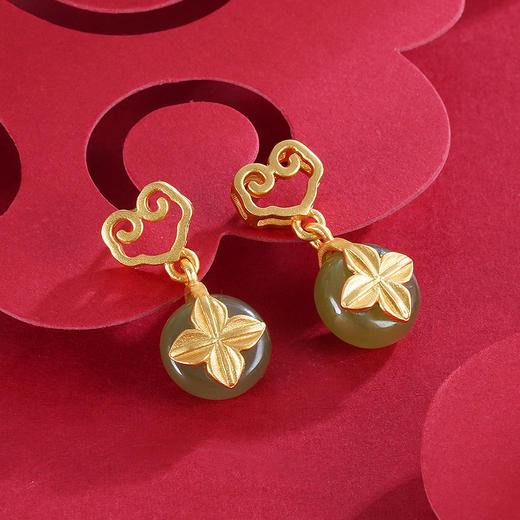 子佩集S925银【春思】青玉耳钉【WSC9438】镀金2210 商品图4