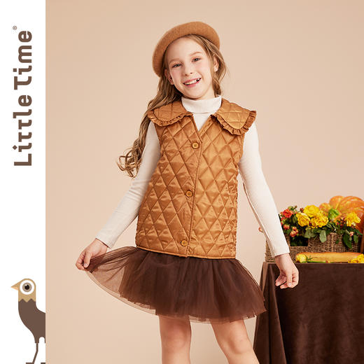 littletime女童小香风马甲外套两件套仿毛呢2022秋冬新款洋气套装 商品图1