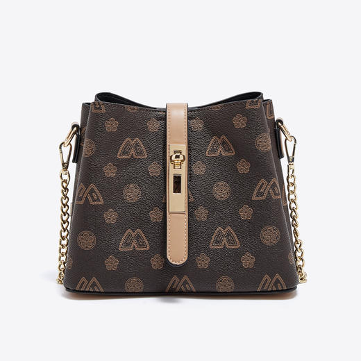 【预热双12】Safiya/索菲娅包包2022新款复古印花水桶包单肩包女式斜挎包女包 SF9158006Y 商品图6