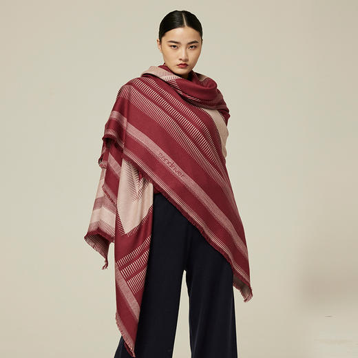 羊绒方格定位提花披肩 SJF94W632W 商品图3