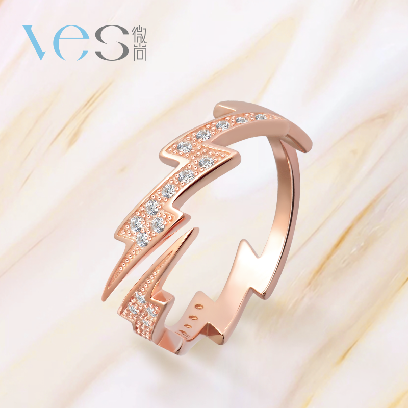 港风心跳闪电银925戒指