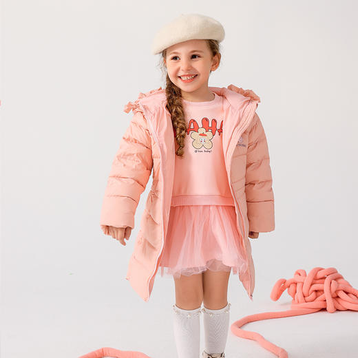 商场同款棉果果冬季女童保暖甜美可爱不臃肿连帽收腰长款羽绒服M422102922633 商品图1