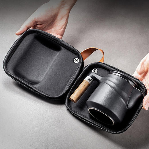 陶瓷旅行茶具功夫茶壶套装陶瓷快客杯便携式一壶五杯户外泡茶 轩昂快客杯（黑）VO1d 商品图4