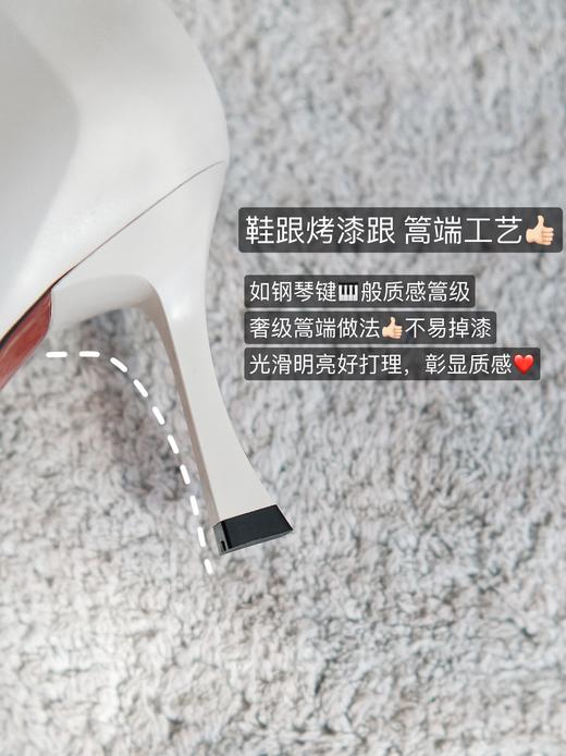 skp奢品牌代工厂定制——秋冬8cm气质尖头高跟短靴高跟鞋 上脚如3厘米左右脚感 【头层胎牛皮+内里全包羊皮】柔软舒服透气 防滑耐磨 尖头显气质显瘦显腿长！气质黑、优雅白两色 商品图5