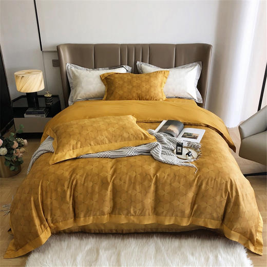 80支埃及长绒棉纯色床上用品复古轻奢四件套纯棉全棉被套床单 商品图5