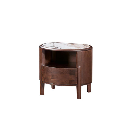 【现代风-CY122床头柜】现代风/卧室/北美黑胡桃木/实木+岩板床头柜 商品图1