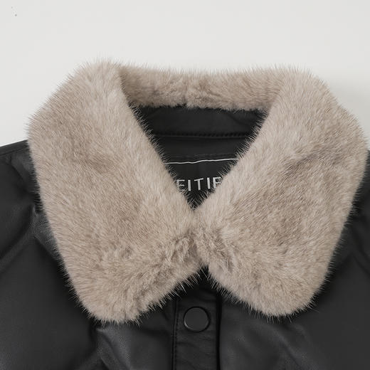 EITIE爱特爱冬季新款时尚显瘦压纹保暖皮羽绒外套女7293917 商品图2