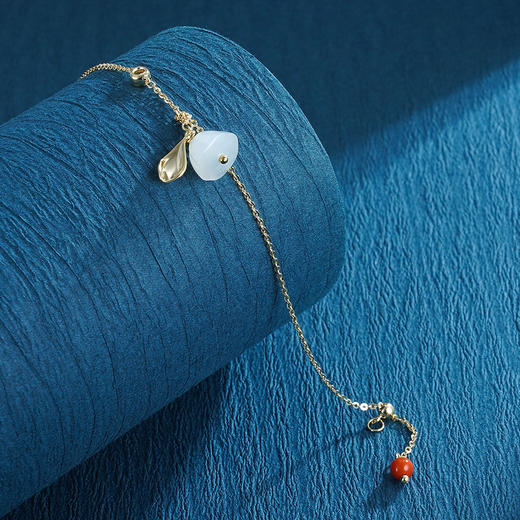 子佩集S925银【莲动渔舟】和田玉手链【AS00127】镀金2210 商品图4