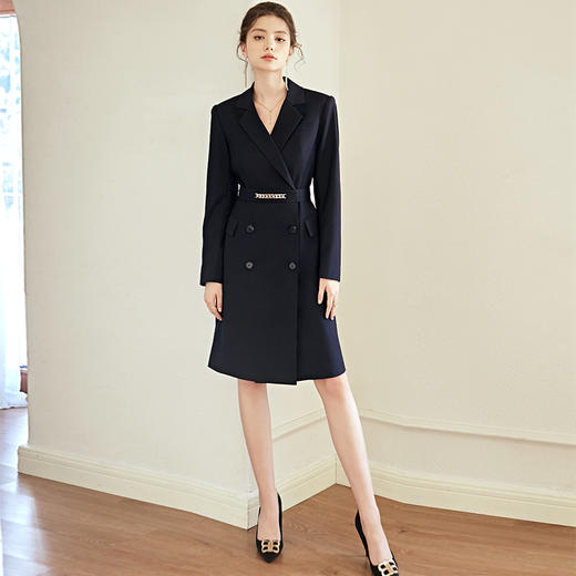 艾尚臣西装领连衣裙子显瘦高级感休闲职业套装女夏季秋季2022新款 商品图3