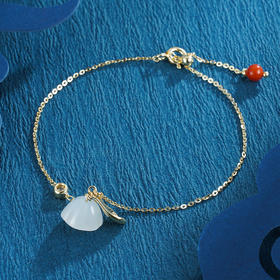 子佩集S925银【莲动渔舟】和田玉手链【AS00127】镀金2210