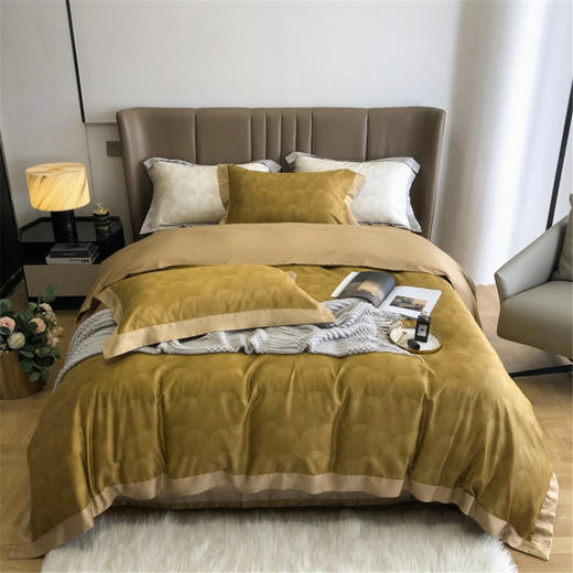 80支埃及长绒棉纯色床上用品复古轻奢四件套纯棉全棉被套床单 商品图7