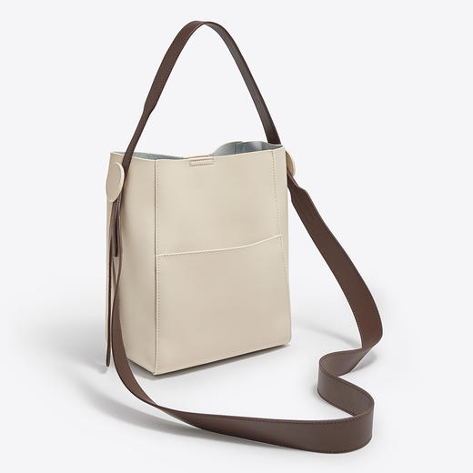 【年底清仓】Safiya/索菲娅二层牛皮2022新款水桶手提包单肩腋下包女斜挎包 SF900111Y 商品图2