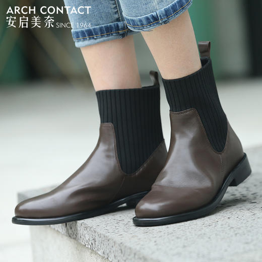 安启美奈舒适简约森系文艺女靴子通勤鞋子女知性优雅 商品图14