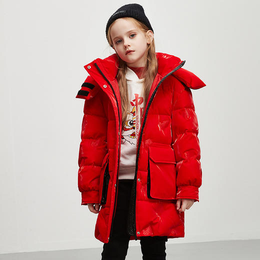 XBB-9355鸭鸭儿童中长款羽绒服新款女童90白鸭绒冬季中大童加厚外套 商品图0