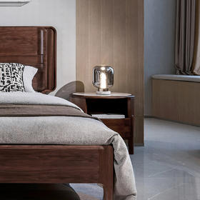 【现代风-CY122床头柜】现代风/卧室/北美黑胡桃木/实木+岩板床头柜