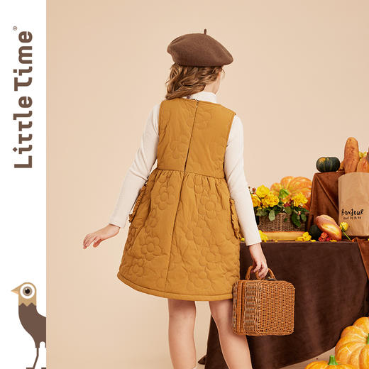 littletime女童花朵背心裙秋冬加厚保暖儿童背心连衣裙 商品图4