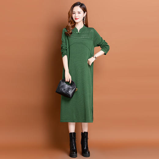 气质针织连衣裙，半高领洋气毛衣裙CC-10-1938 商品图1
