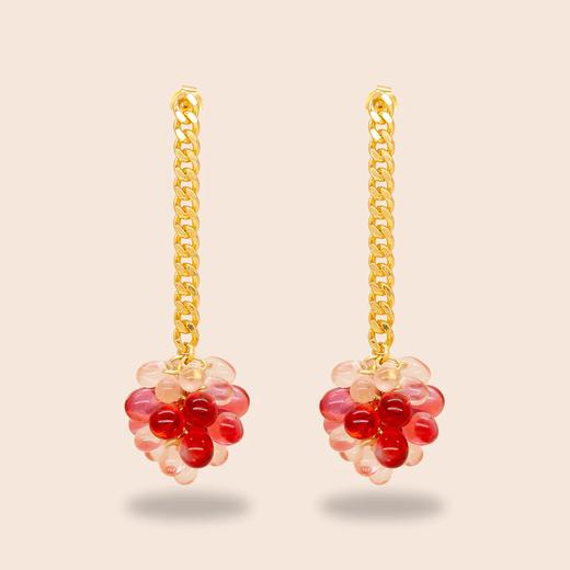 订购6周到｜Annele-Bubblegum-长款 红色 耳环［芬兰设计师］ 商品图1