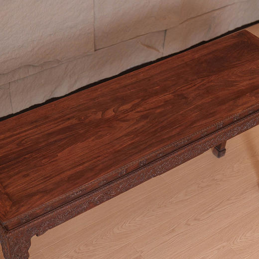 清 红木束腰马蹄腿西番莲纹条桌 商品图2