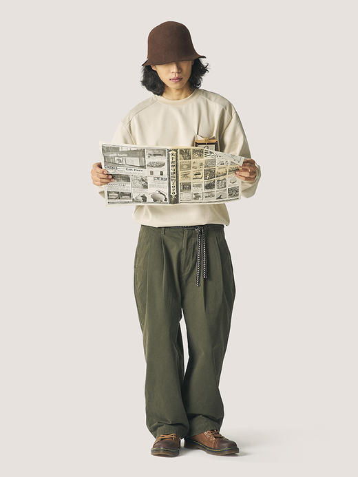 OUTORI/21OUK001/日系复古提花腰带做旧宽松直筒工装休闲九分裤 商品图0