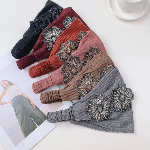 时尚宽边发带女日常外戴头套春秋遮白发头饰头箍女韩国甜美头巾女 商品图5