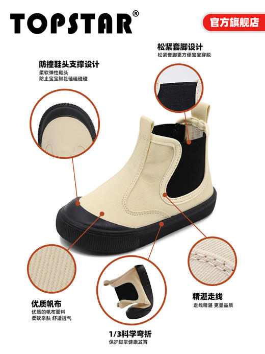 TOPSTAR官方儿童马丁靴女童短靴帆布鞋男童靴子幼儿园小白鞋秋冬1229 商品图4