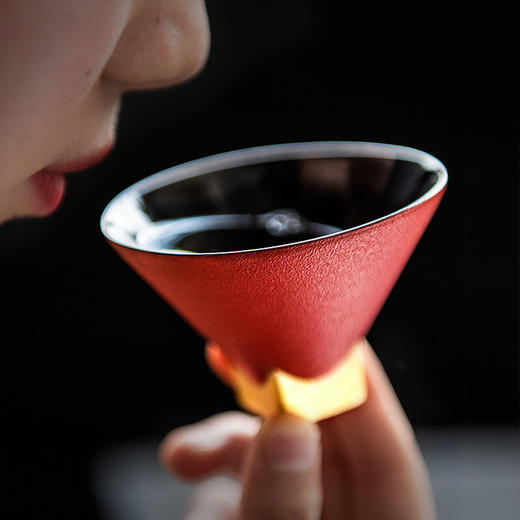 陶瓷黑金斗笠杯品茗杯陶瓷家用日式功夫茶具小茶杯主人单杯 黑金斗笠杯-黑L1f 商品图3
