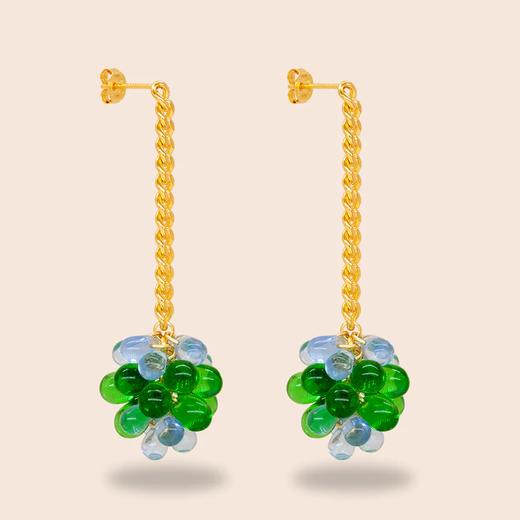 订购6周到｜Annele-Bon Bon-长款 绿色 耳环［芬兰设计师］ 商品图2