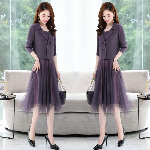 温柔风开衫针织套装法式显瘦气质早秋季连衣裙HR-WM68859 商品图3