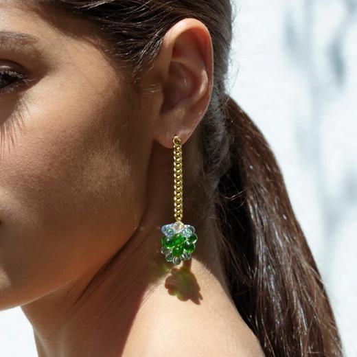 订购6周到｜Annele-Bon Bon-长款 绿色 耳环［芬兰设计师］ 商品图4