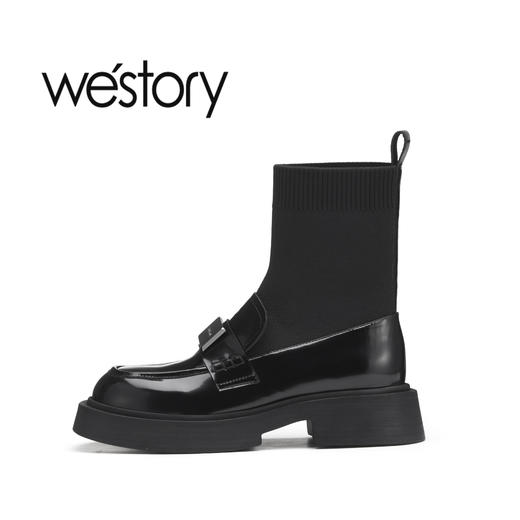 westory22年秋冬新款弹力短靴瘦瘦连袜乐福鞋82291 商品图1