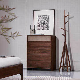 【现代风-CY142斗柜】现代风/卧室/北美黑胡桃木/ 实木+编织皮斗柜