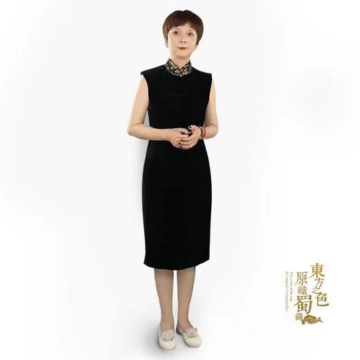 25BWQP8102黑色喜凤丝绒旗袍JW1040 商品图4