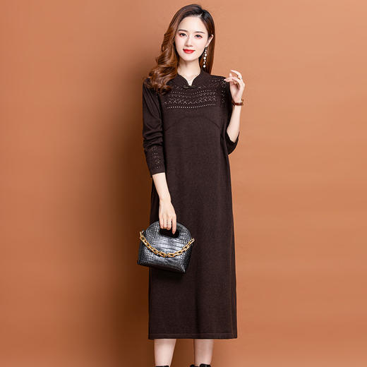 气质针织连衣裙，半高领洋气毛衣裙CC-10-1938 商品图2