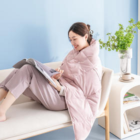【叠起来只有巴掌大小 90%鸭绒】愉悦之家 便携多功能羽绒盖毯 一级鸭绒毯更轻柔