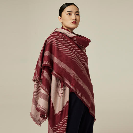 羊绒方格定位提花披肩 SJF94W632W 商品图4